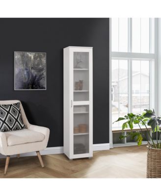 Высокий антикварный шкаф Kings Brand Furniture – Книжная полка с 5 полками и стеклянной дверцей для гостиной, кухни, спальни или офиса