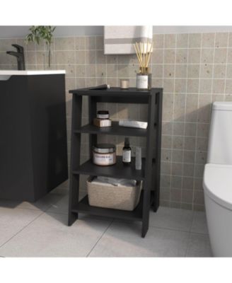 FM FURNITURE McNeal Отдельно стоящая полка для ванной комнаты с открытым местом хранения, Черная