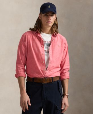 Мужская рубашка Polo Ralph Lauren классического покроя цвета индиго из шамбре