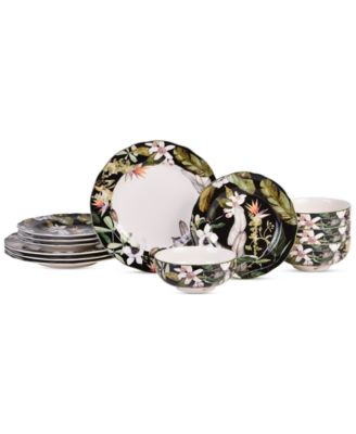 222 Набор посуды Fifth Borneo Black из 12 предметов, сервиз на 4 персоны