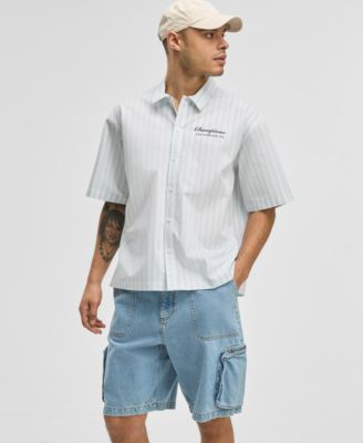 Модная мужская рубашка-стрейч из хлопчатобумажной смеси с коротким рукавом эксклюзивно представленная в Macys 11890₽