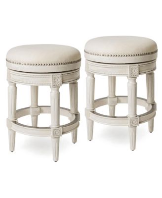 Табурет-стойка Maven Lane Pullman без спинки из белого дуба с тканевой обивкой натурального цвета, комплект из 2