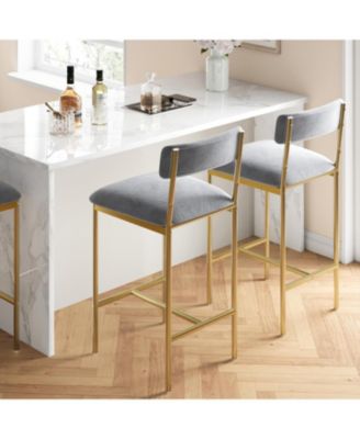 Набор из 2-х барных стульев Gaomon с мягкой обивкой - Высота столешницы со спинкой и подставкой для ног, простая сборка для кухонного островка