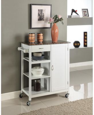 Тележка для кухонных шкафов Kings Brand Furniture Farmhouse с отделанной мрамором столешницей, выдвижными ящиками, полками и колесиками