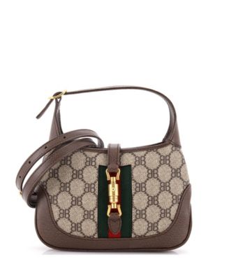 Бывшие в употреблении Balenciaga Mini x Gucci The Hacker Project Jackie 1961 Hobo из холста с покрытием BB