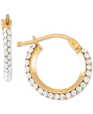 Серьги-кольца Macy's с кристаллами, 10k желтого золота