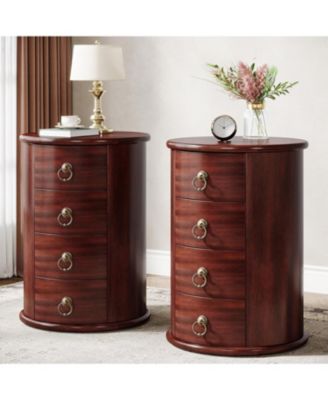 Круглый торцевой столик Tribesigns из массива дерева, комплект из 2 предметов, сборка не требуется