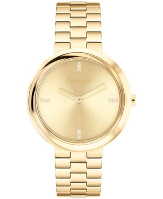 Женские часы-браслет Calvin Klein с витым безелем золотистого цвета из нержавеющей стали, 34 мм золото