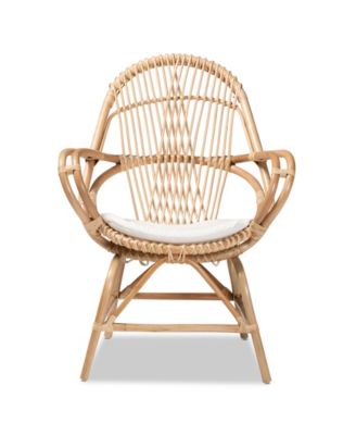 bali & pari 29-дюймовое кресло Jayden Modern Bohemian Accent с обивкой и отделкой из ротанга коричневого цвета