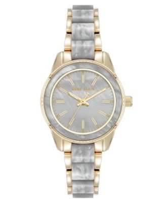 Женские кварцевые часы-браслет Anne Klein из светло-серого перламутрового ацетата и золотистого металлического сплава, 30 мм