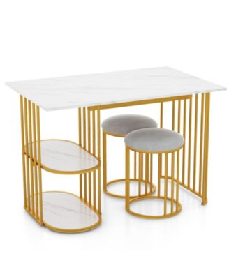 Прямоугольный обеденный стол GOUUN на 2 персоны с 2-ярусной полкой для хранения вещей для небольшой столовой