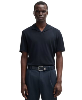 Мужская рубашка поло из хлопка и льна обычного покроя от BOSS by Hugo Boss