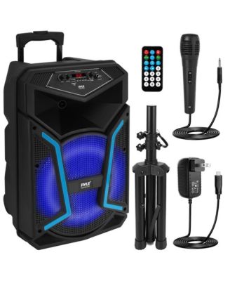 SereneLife 12-дюймовая акустическая и микрофонная система Bluetooth PA со светодиодной подсветкой, 800 Вт, черный