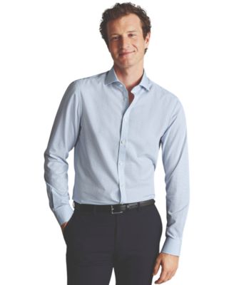 Мужская приталенная рубашка из поплина в клеточку от Charles Tyrwhitt синего цвета