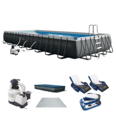 Прямоугольный бассейн INTEX Ultra XTR 32 фута x 16 футов x 52 дюйма, поплавки (2 штуки) и кулер без цвета