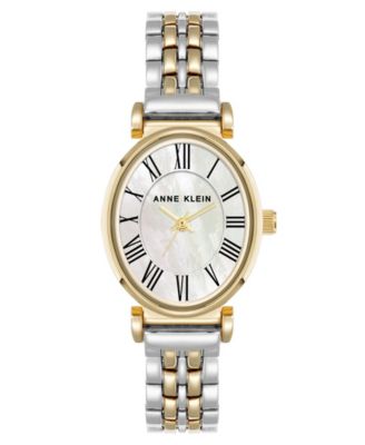 Женские кварцевые часы Anne Klein с современным овальным двухцветным браслетом из металлического сплава, 25 мм