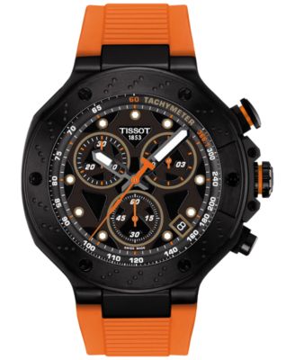 Мужские часы Tissot с швейцарским хронографом T-Race Orange на силиконовом ремешке, 45 мм, силикон, оранжевый