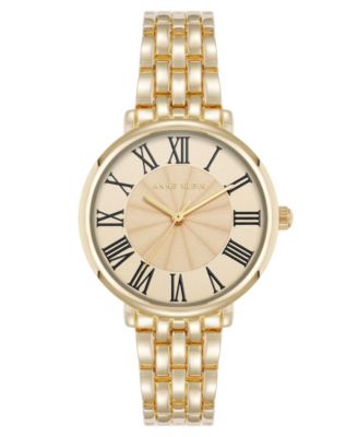 Женские кварцевые часы Anne Klein с круглыми римскими цифрами из золотистого металлического сплава, 32 мм