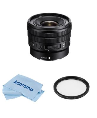 Объектив Sony E 10-20 мм f/4 PZ G для Sony E, в комплекте с УФ-фильтром ProOptic Pro Digital 62 мм с многослойным покрытием, салфетка для чистки без цвета