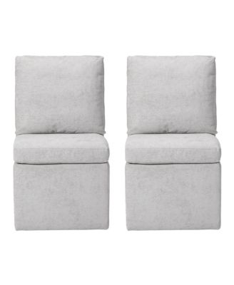 Современные обеденные стулья WestinTrends с обивкой из 2 частей из синели без подлокотников и колесиками серого цвета