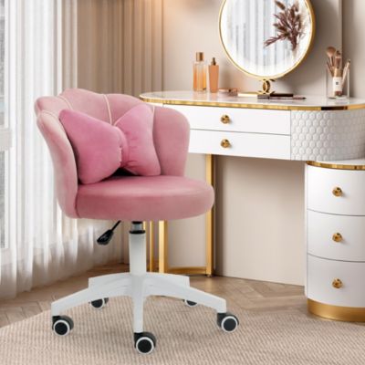 Офисное кресло DYHOME Modern Velvet Task Chair с регулируемой высотой, вращающееся на 360 градусов, розовое