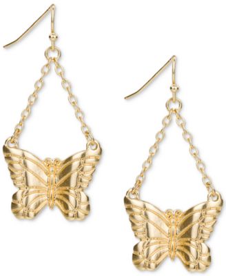 Серьги-капли Patricia Nash с золотистой цепочкой в виде бабочки