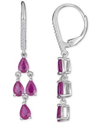 Женские серьги Macy's с рубином и белым сапфиром, красные