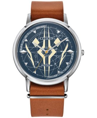 Мужские часы Citizen Eco-Drive Star Wars Ahsoka Tano на коричневом кожаном ремешке 41 мм коричневого цвета