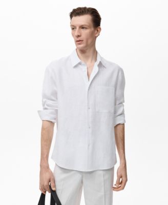 Мужская льняная рубашка с карманами Mango