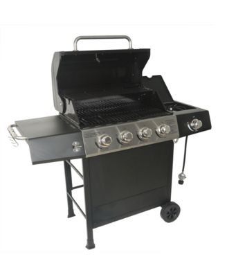 Газовый гриль Grill Boss на 4 конфорки с боковой горелкой, крышкой, полками и открывалкой для бутылок