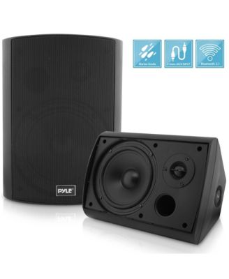 Водонепроницаемая акустическая система Bluetooth Pyle с 6,5-дюймовым настенным креплением, устойчивая к атмосферным воздействиям, Встроенный усилитель, Мощный звук черного цвета