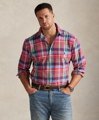 Мужская оксфордская рубашка Polo Ralph Lauren в крупную и высокую клетку