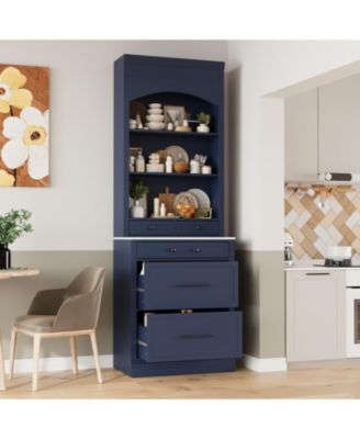 Кухонная кладовая с деревянной столешницей из искусственного мрамора Streamdale Furniture