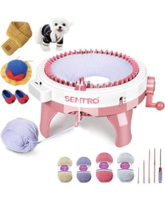 48-игольная вязальная машина SENTRO Pink | Вязание в одно касание для шарфов, шапок и свитеров | Подходит для начинающих и поделок своими руками | Включает в себя руководство и инструменты pink