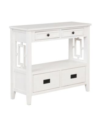 Консольный стол CASAINC 36" из сосны с 4 выдвижными ящиками и 1 полкой для хранения белого цвета