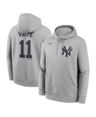 Мужская толстовка Nike Anthony Volpe Heather Gray New York Yankees с именем и номером игрока, флисовый пуловер с капюшоном
