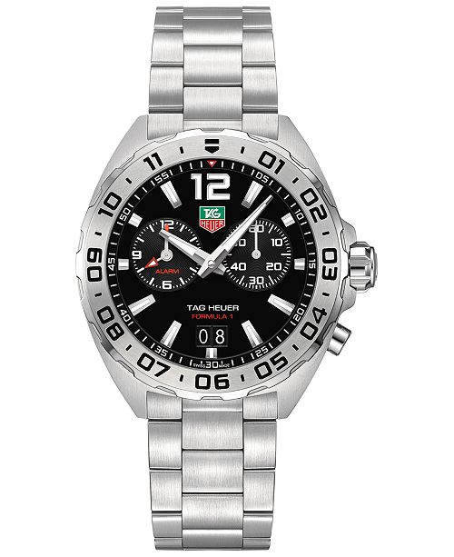 Tag Heuer Men S Swiss Chronograph Formula 1 Stainless Steel Bracelet Watch 41mm Reviews Watches Jewelry Watches Macy S