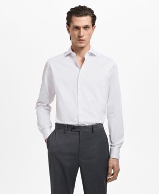 Мужская приталенная рубашка из саржевой ткани Mango