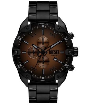 Мужские часы Diesel с кварцевым хронографом с шипами, черные часы из нержавеющей стали, 49 мм