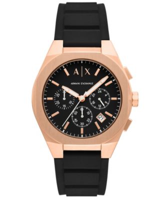 Мужские часы с синхронизированным кварцевым хронографом A|X Armani Exchange, черные силиконовые, 42 мм