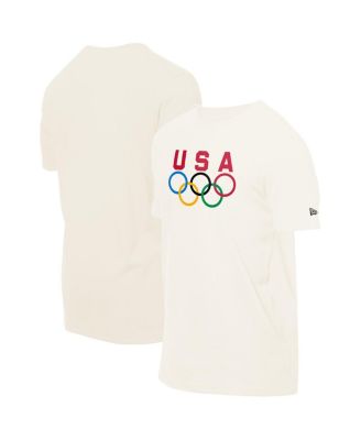 Мужская кремовая футболка New Era Team USA 5 Rings Chrome коричнево-бежевого цвета