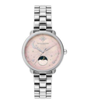 Женские часы-браслет из нержавеющей стали Olivia Burton с серебристой фазой Луны, 34 мм серебристый