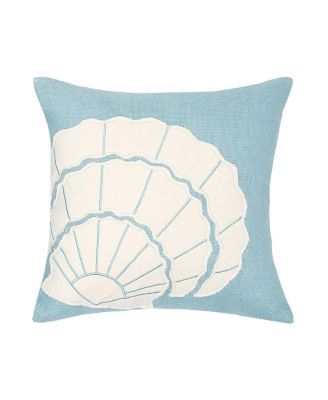 Декоративная подушка из голубой мешковины с раковиной морского гребешка 18" x 18 "