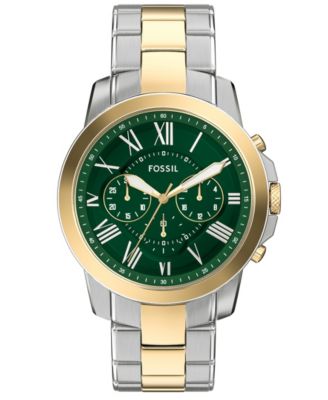 Мужские двухцветные часы Fossil Grant с хронографом Grant из нержавеющей стали, 44 мм multi