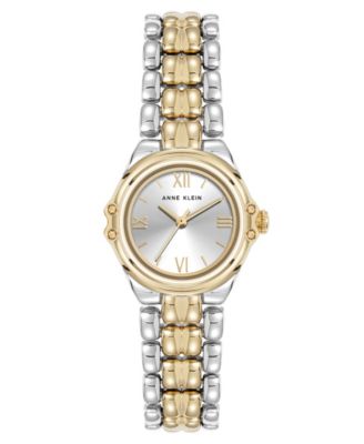 Женские кварцевые часы Anne Klein с круглым заглавием и двухцветным браслетом из металлического сплава, 28 мм