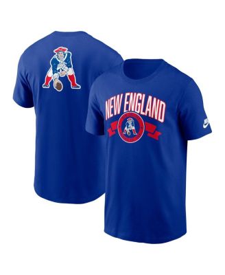 Мужская футболка Nike Royal New England Patriots Rewind спереди и сзади Hit Essential