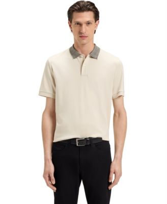 Мужская рубашка поло из хлопка Pima с узорчатым воротником от Boss by Hugo Boss