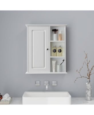 Шкаф для хранения в ванной комнате VANIRROR White - Деревянный настенный шкафчик для медикаментов для ванной комнаты, прачечной и кухни