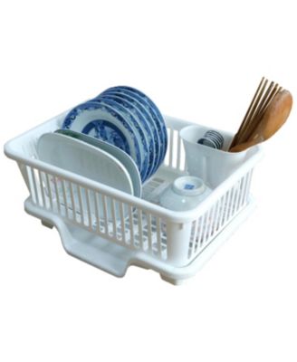 Пластиковая подставка для посуды Basicwise со сливной доской и стаканчиком для посуды
