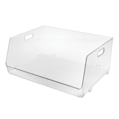 Штабелируемый ящик для хранения IDesign с открытой передней частью и ручками - Прозрачный - Сделано в США